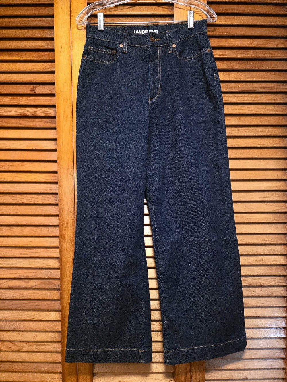 Lands' End Recover High Rise Wide Leg Jeans Size 6 Indigo Blue Wash EUC Women's